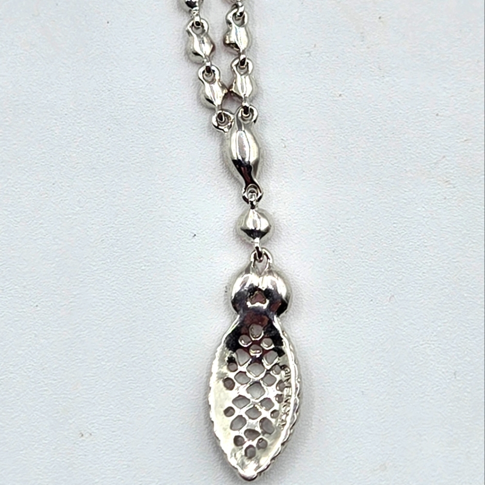 GIVENCHY Vintage Silver Tone Necklace Pink Crystal Pendant - Picture 5 of 8